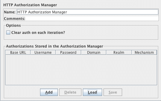 HTTP Authorization Manager의 제어판 스크린샷